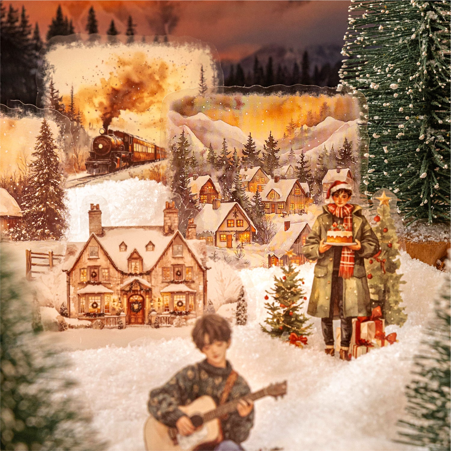 1215 Snow scene PET sticker -15Pcs each pack