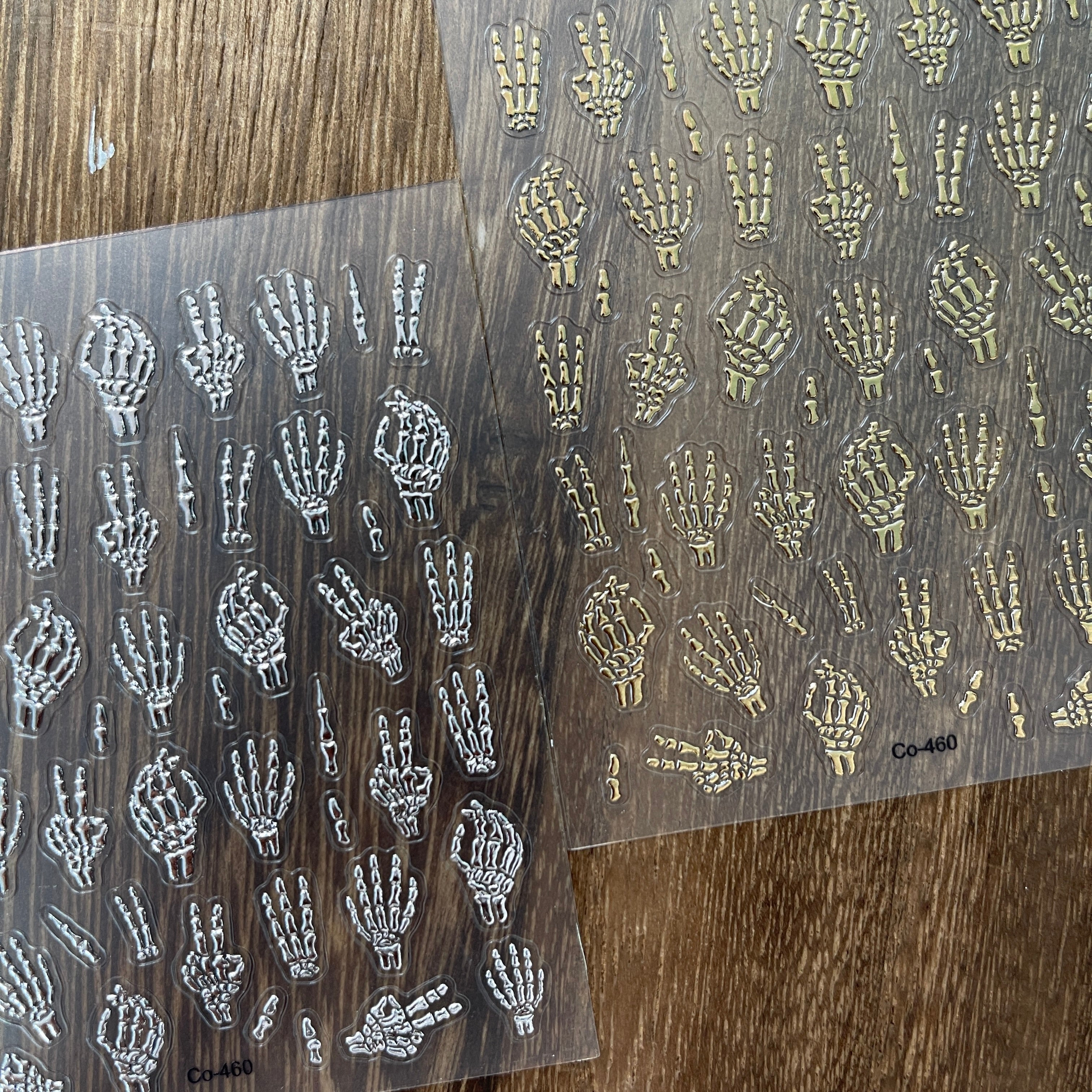 1011 M238- Hand bones Embossed Mini sticker 1 Pcs