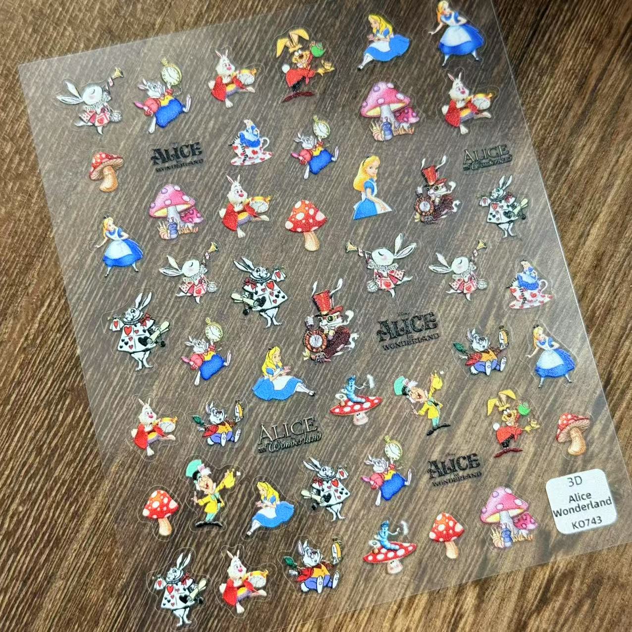 0807 M175- Alice in Wonderland Embossed Mini sticker 1 Pcs