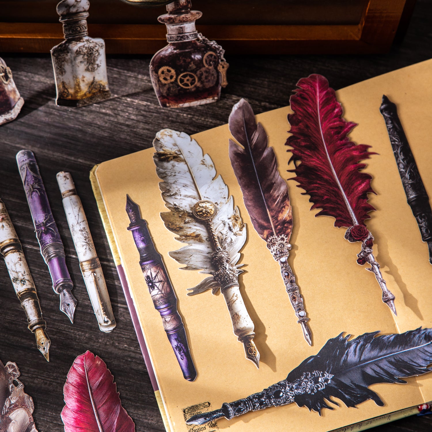 1224 Feather pen cardstock sticker -10Pcs each pack