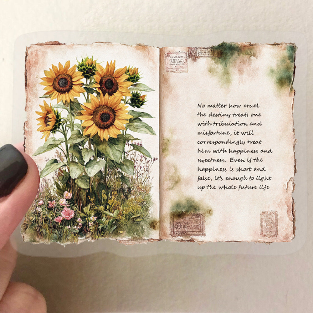1208 50 Vintage watercolor diary PET sticker