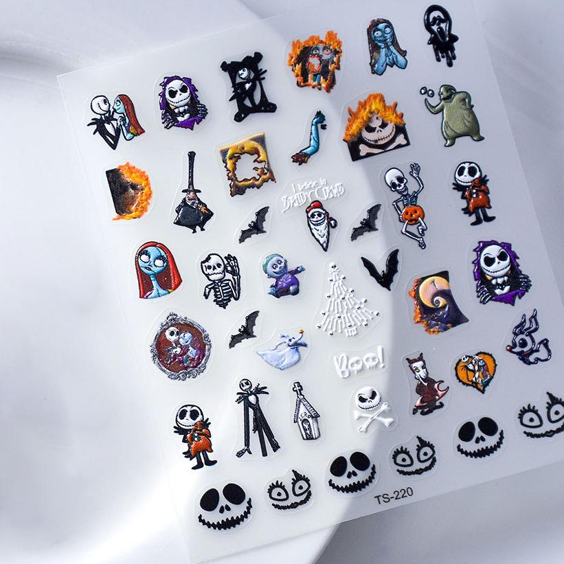 0807 M179- Halloween skull Embossed Mini sticker 1 Pcs