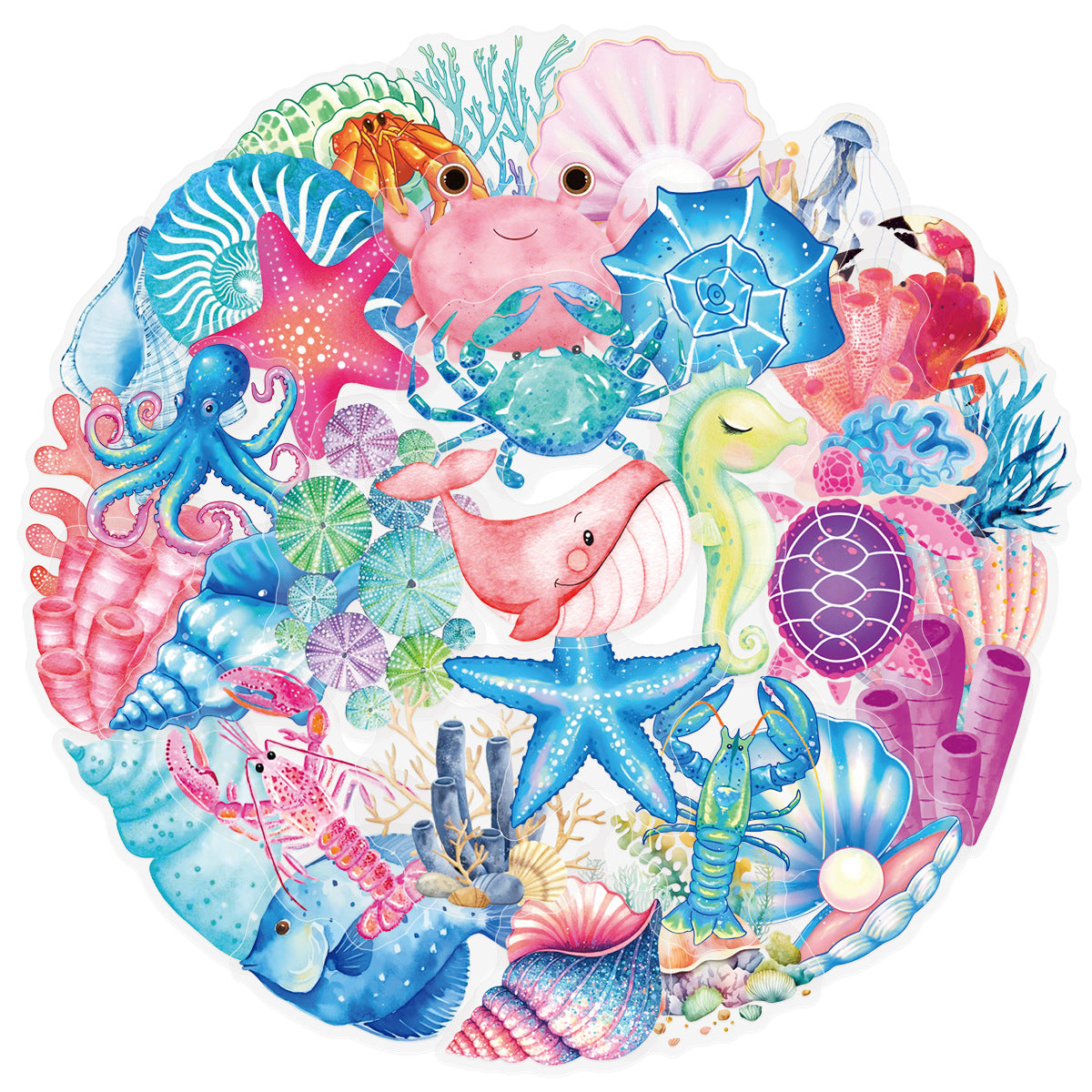 0923 50 Colorful sea creatures PET sticker