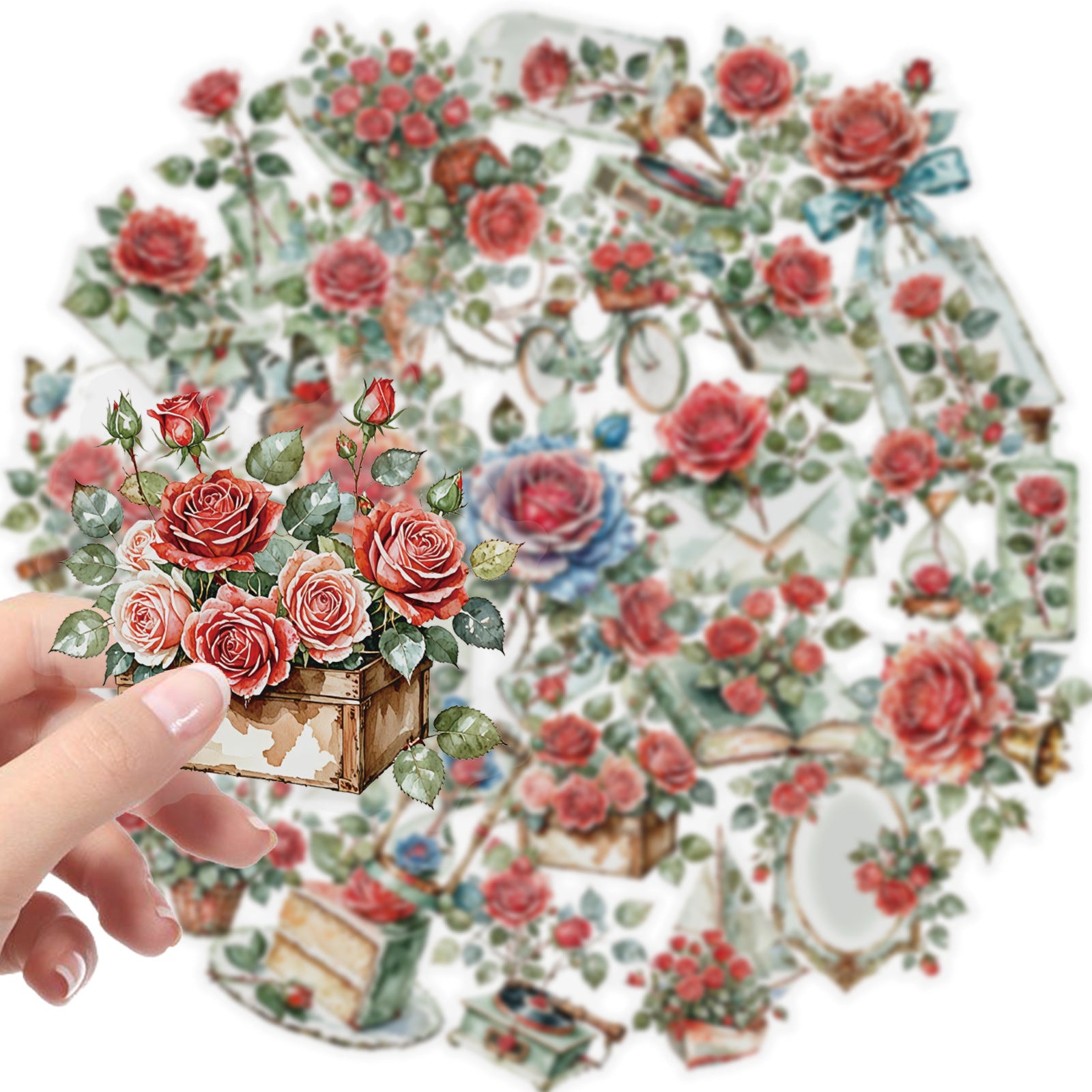 0923 56 Vintage rose PET sticker