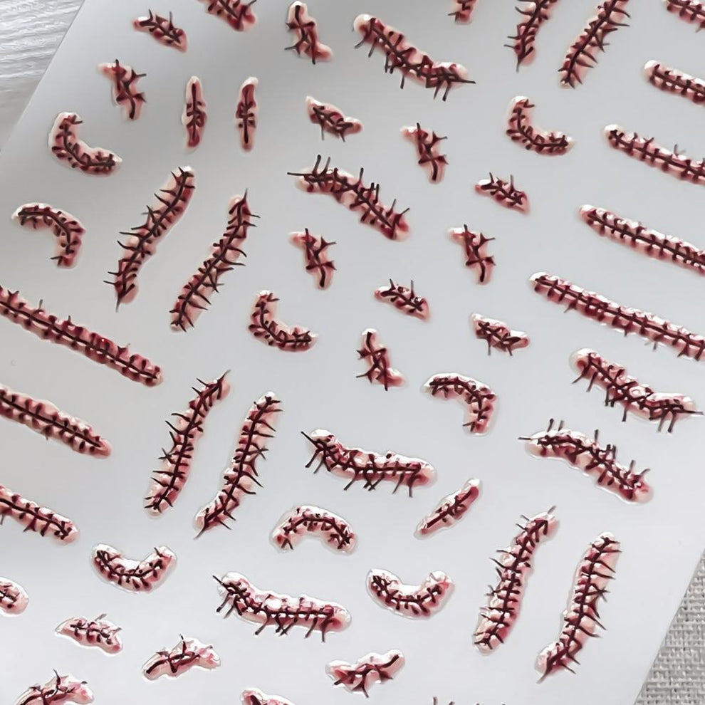 Stitched Wound Embossed Mini Stickers – 1 Sheet, 2 Finishes ...