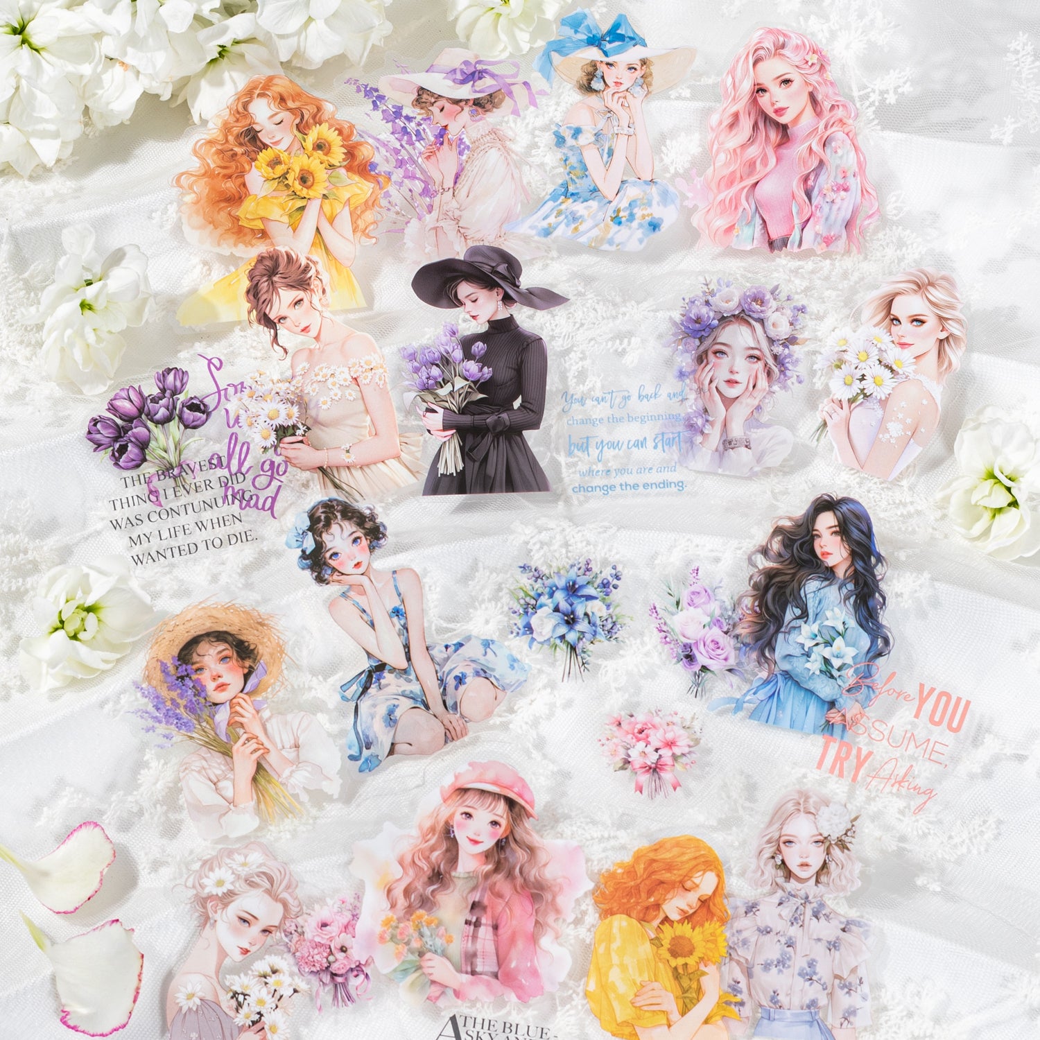 0226 Whisper among the flowers Series Stickers -15Pcs each pack