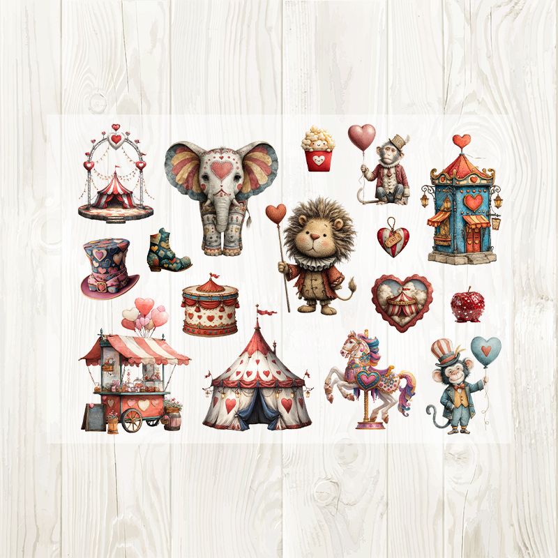 A4 Vintage Circus matte PET pre-cut large sticker 1 pack 2 sheets