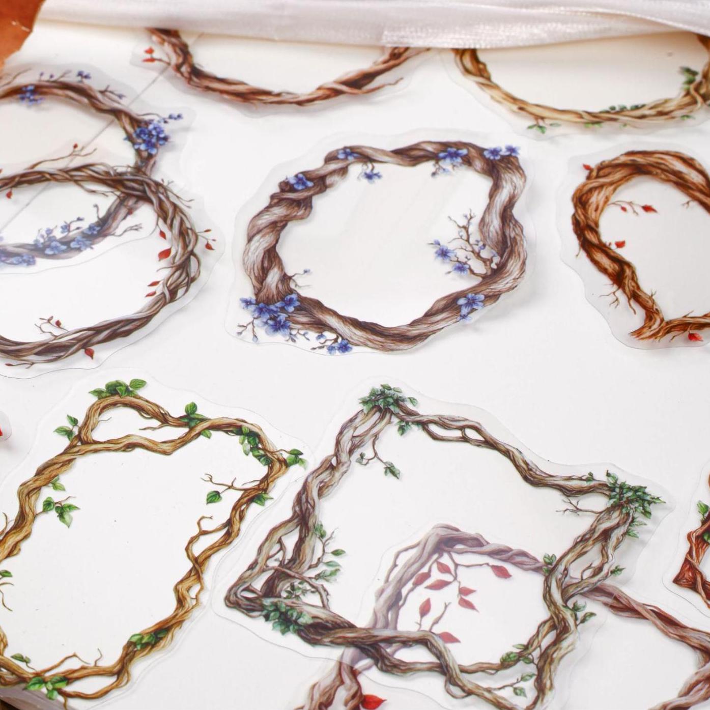 0819 Tree vine circle PET Sticker -20Pcs each pack