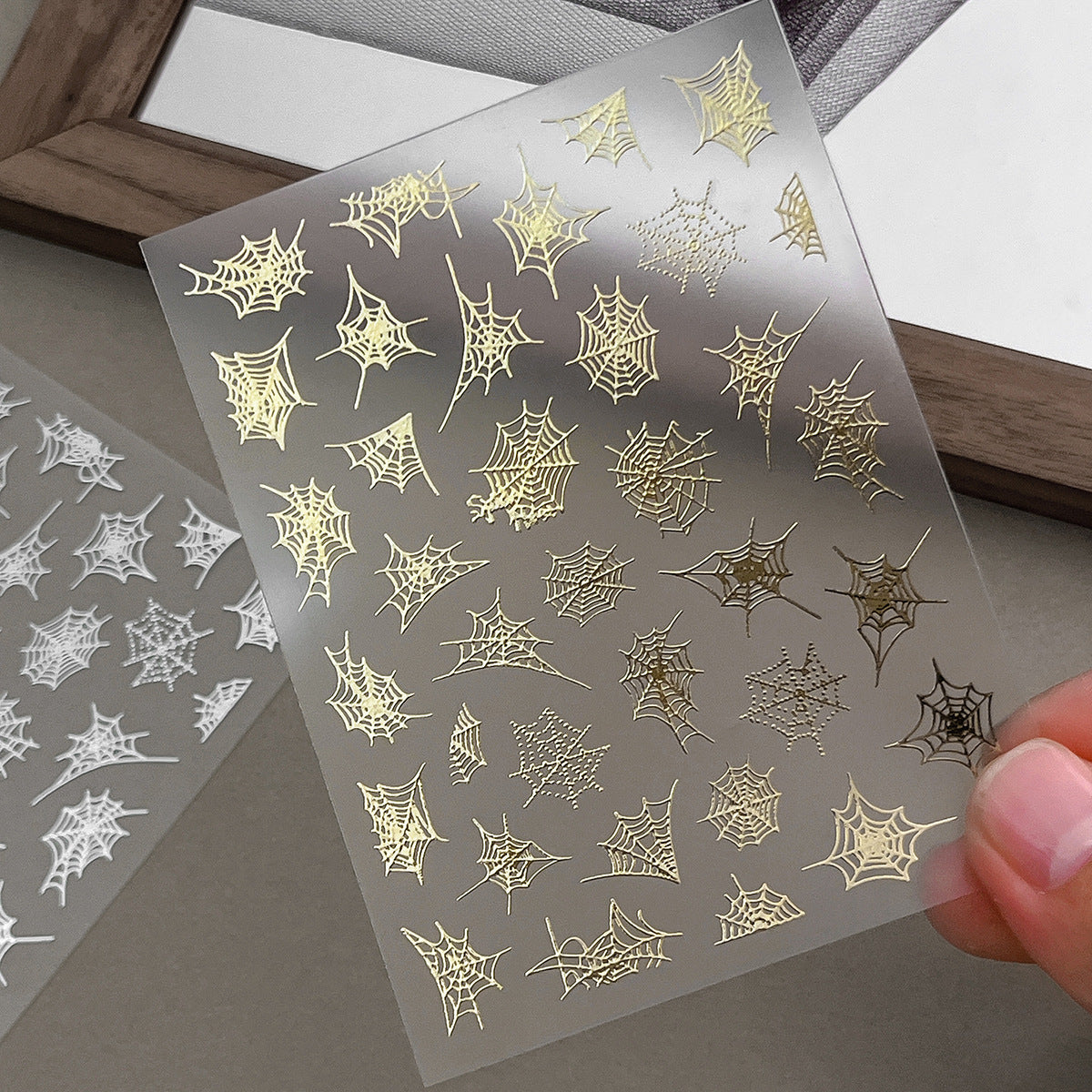 1201 M266- Spider web Embossed Mini sticker 1 Pcs