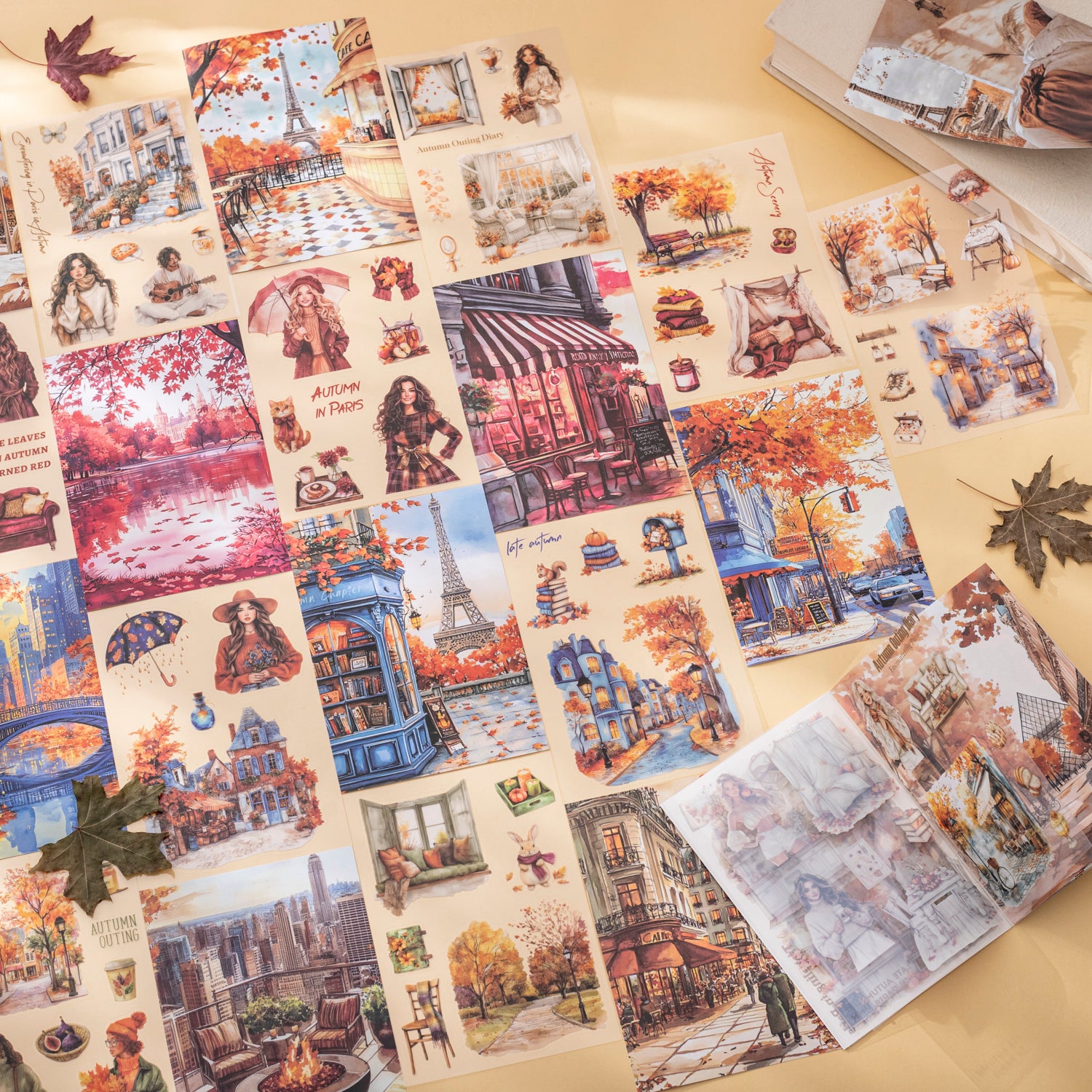 0916 Autumn in paris PET & Washi Sticker book -20Pcs each pack