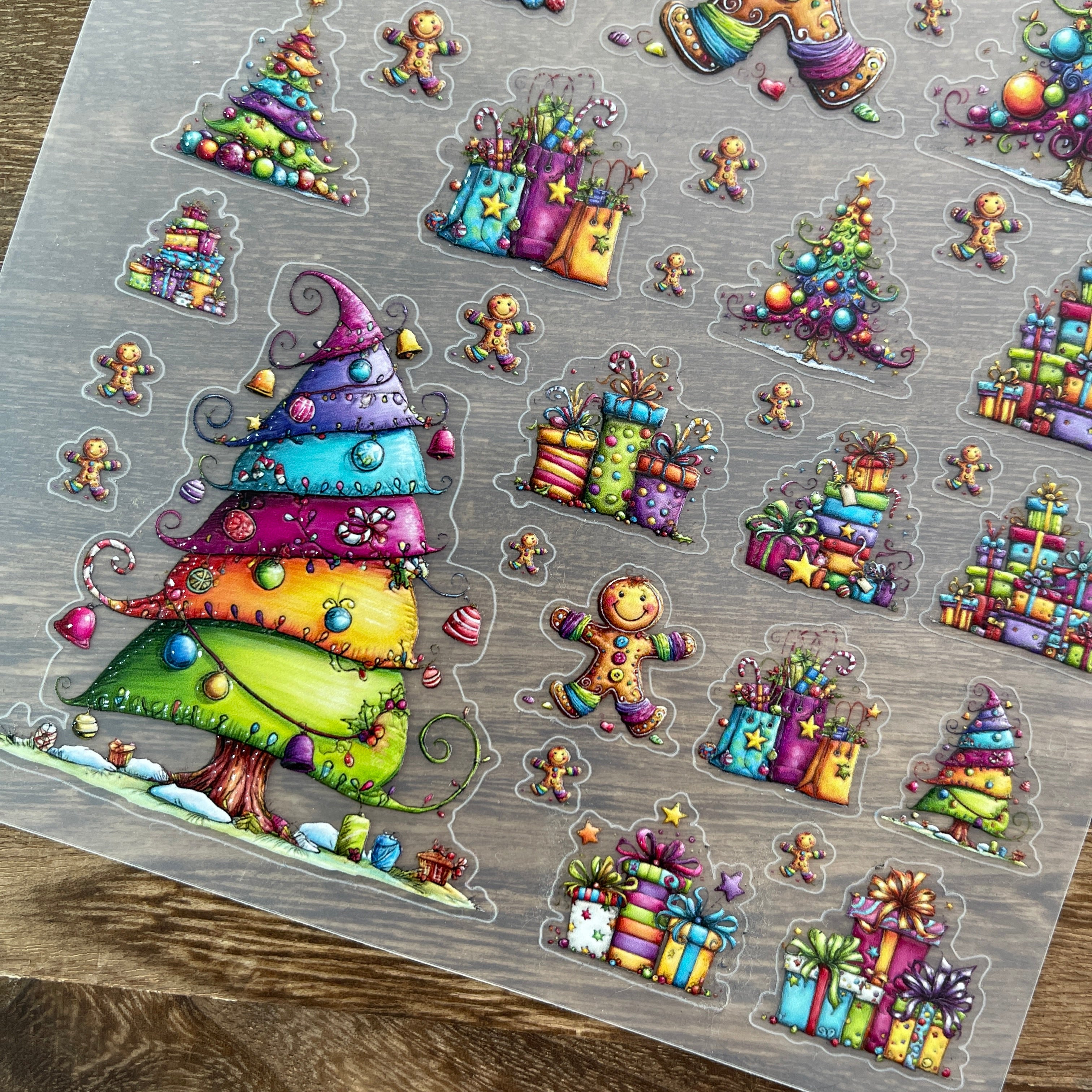 3D Rainbow christmas PET Stickers 1pcs