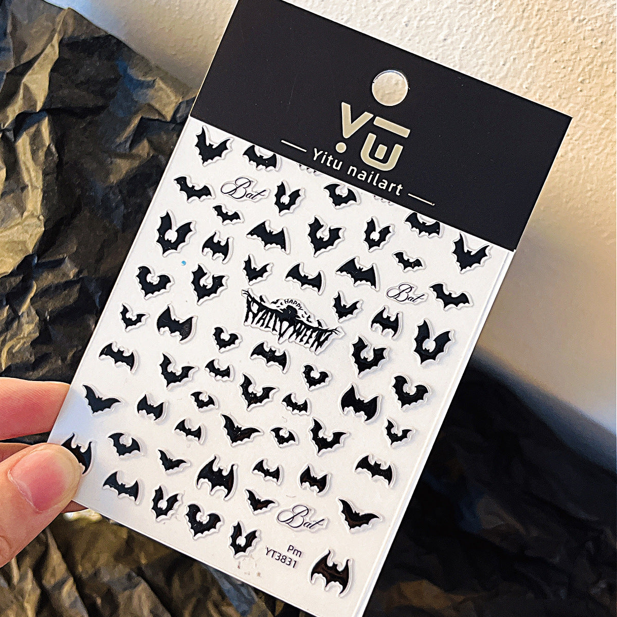 0824 M192- Bat Embossed Mini sticker 1 Pcs