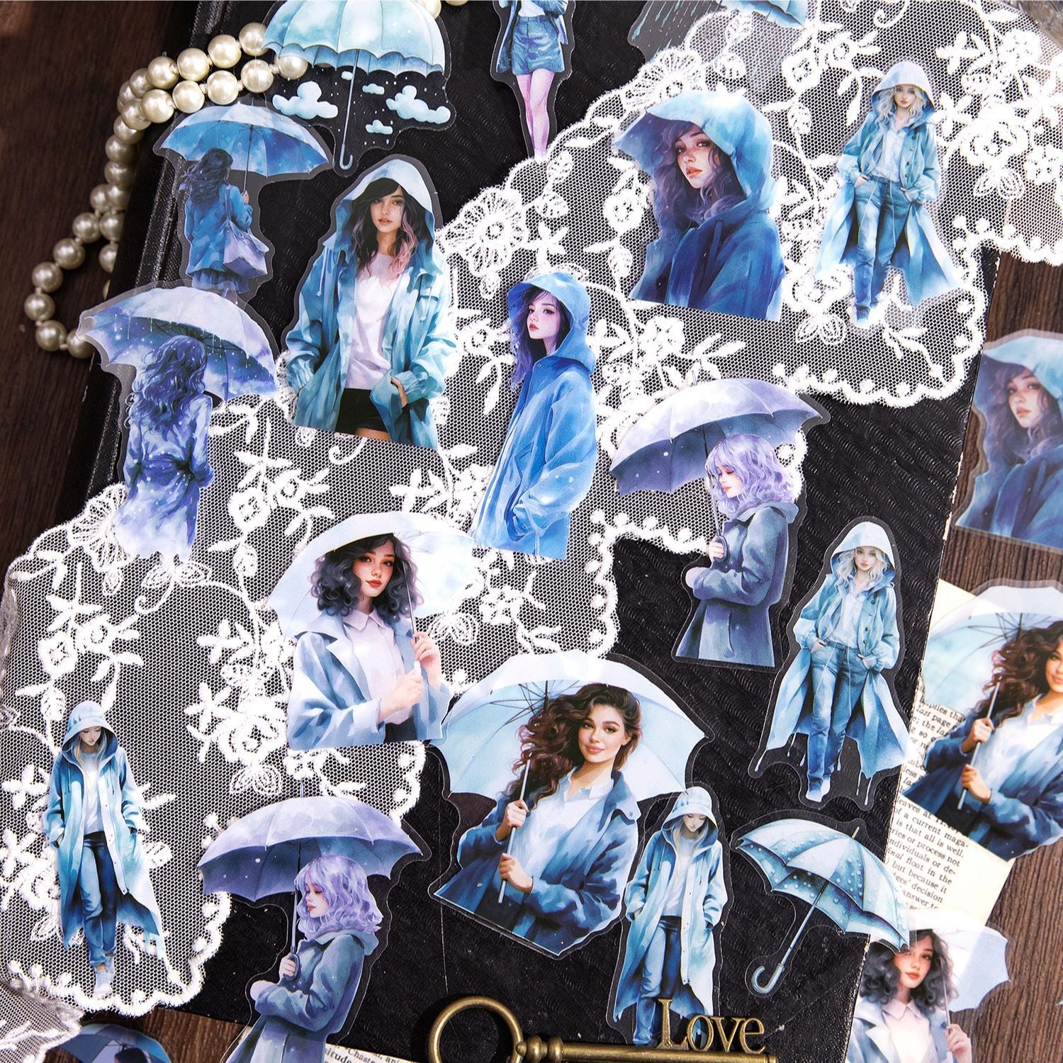 0220 The Mist Y Rain Series sticker book -30Pcs each pack