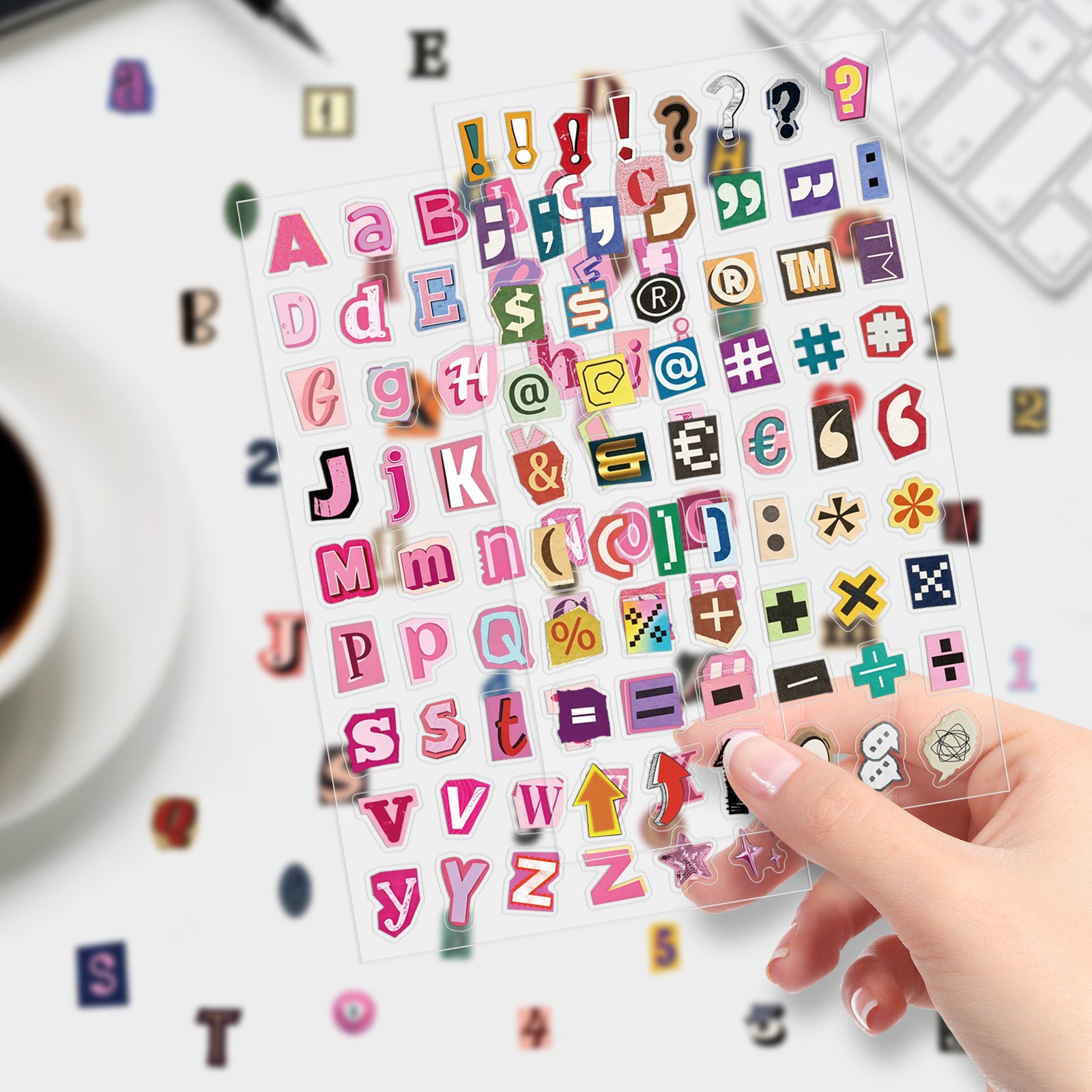 Numbers and Letters PET Stickers -5Pcs each pack