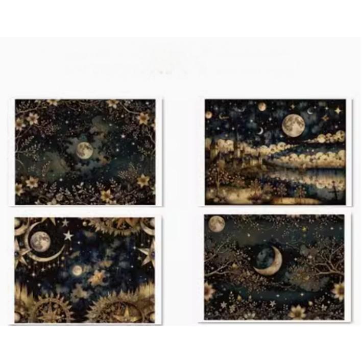 0306 A4 size Retro Star and Moon style paper 2 pcs
