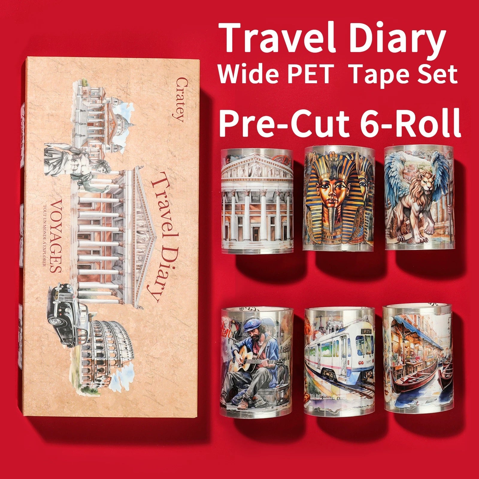 0508 Travel PET precut tape set 6 rolls *pre-cut