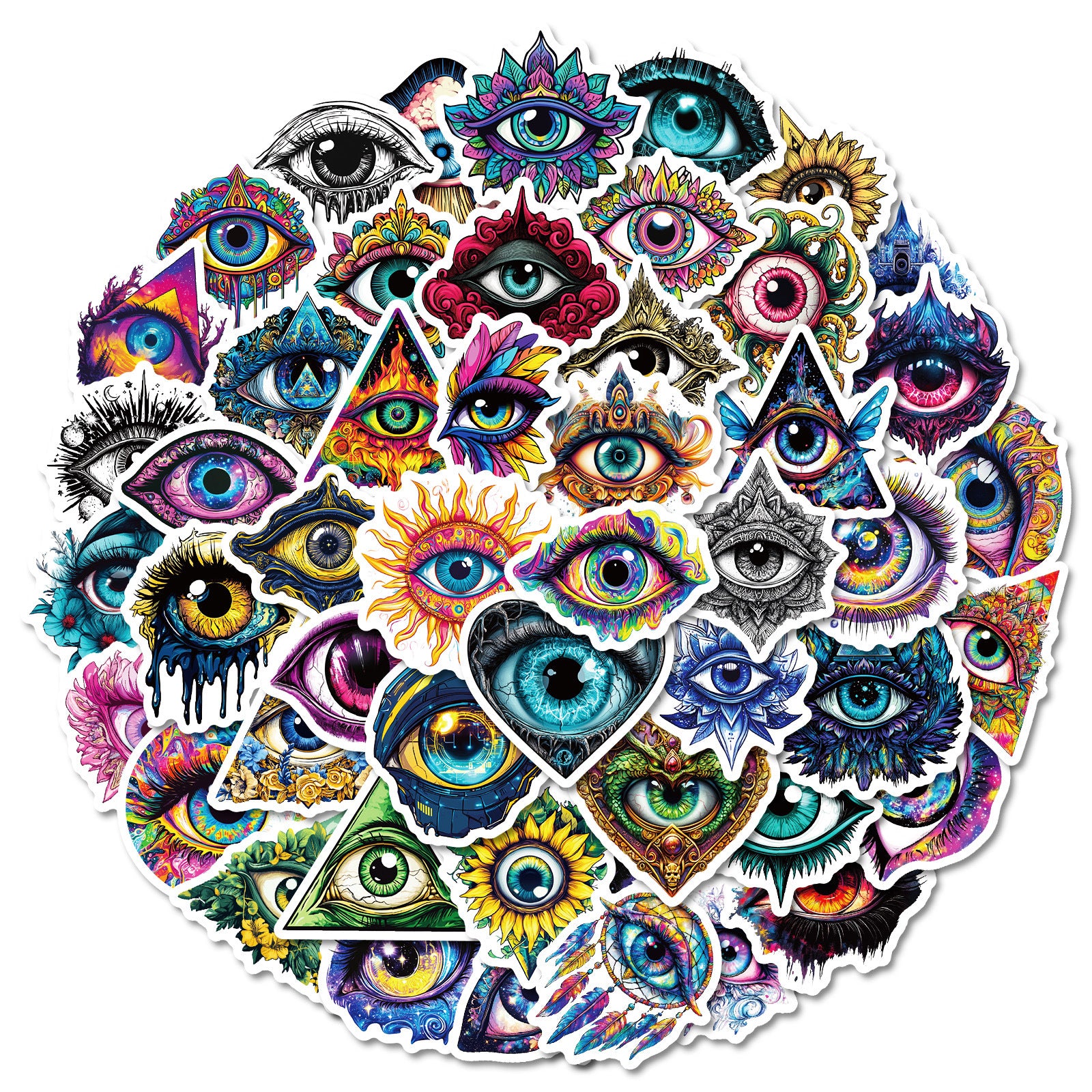 0220 Pupil Eye solid sticker with white border -50Pcs each pack