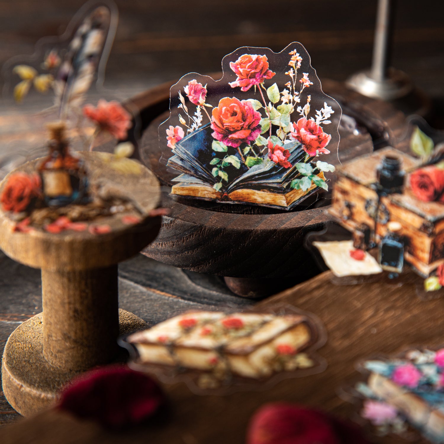 1205 Dark Gothic rose PET sticker -30Pcs each pack