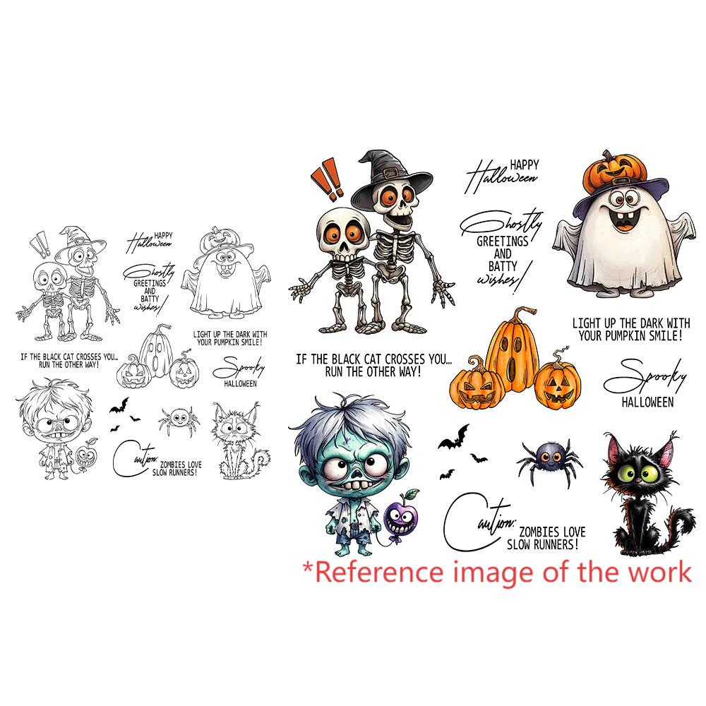 1024 Halloween Skeleton Clear Stamp and metal cutting dies cut