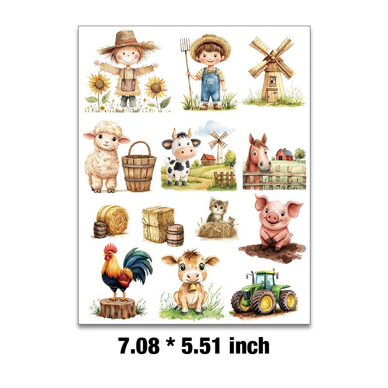 E-207- Farm collection Embossed sticker 1 Pcs