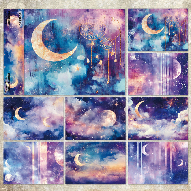260317 A5 The Sky and the Moon background paper DP2380A -8Pcs each pack
