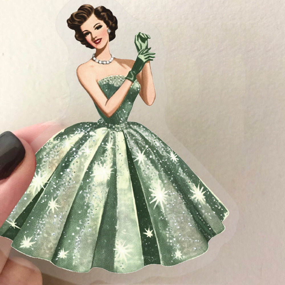 1223 50 Vintage girl PET sticker