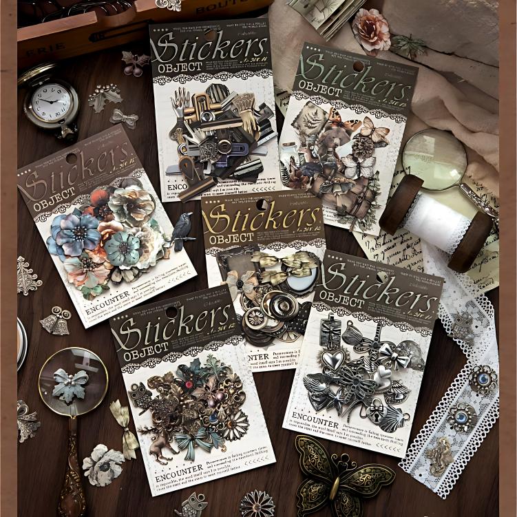 260411 Vintage Objects Solid sticker -50Pcs each pack