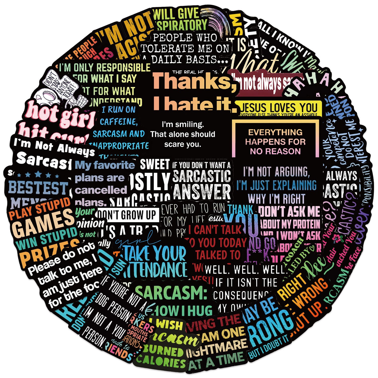 1213 55 Cartoon malicious language Stickers solid with white border