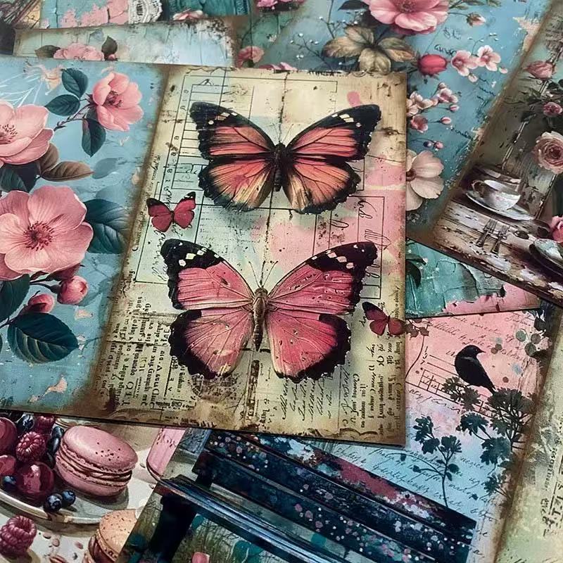 1122 A4 size Vintage English Spring Style Paper 5 pcs