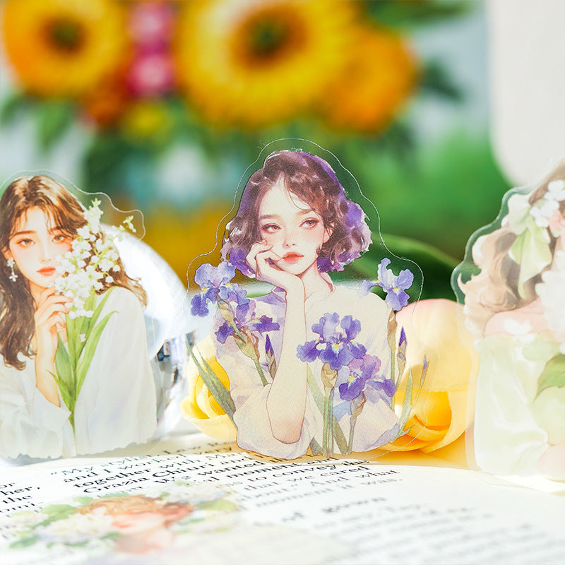 0605 Flower character  PET sticker -30Pcs each pack