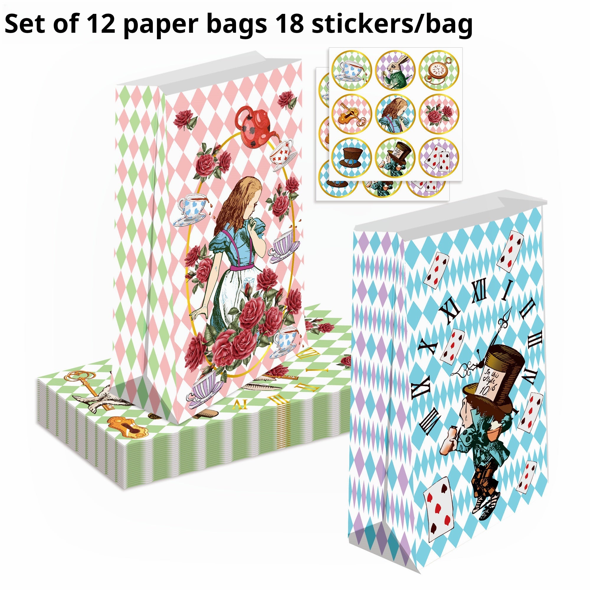 1017 Alice paper gift bag 1 set 12 pcs