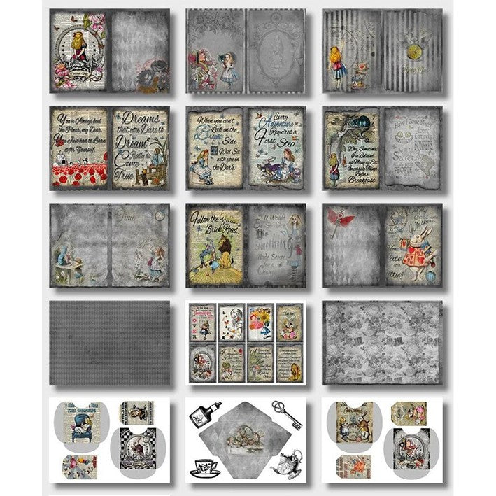 1122 A4 size Alice in wonderland Style Paper 15 pcs