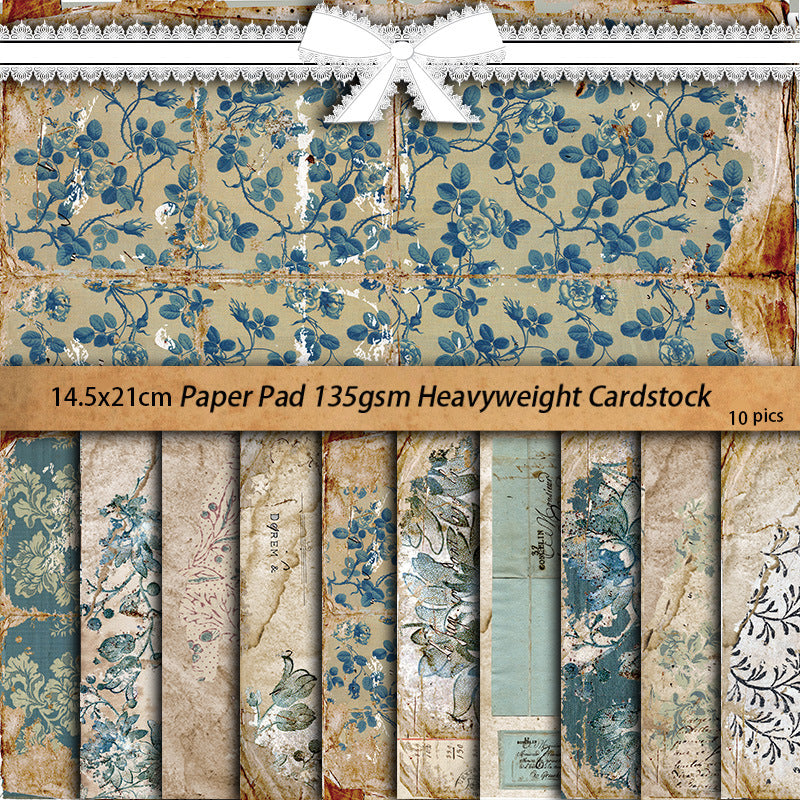 0402 A5 Blue flowers paper -10Pcs each pack