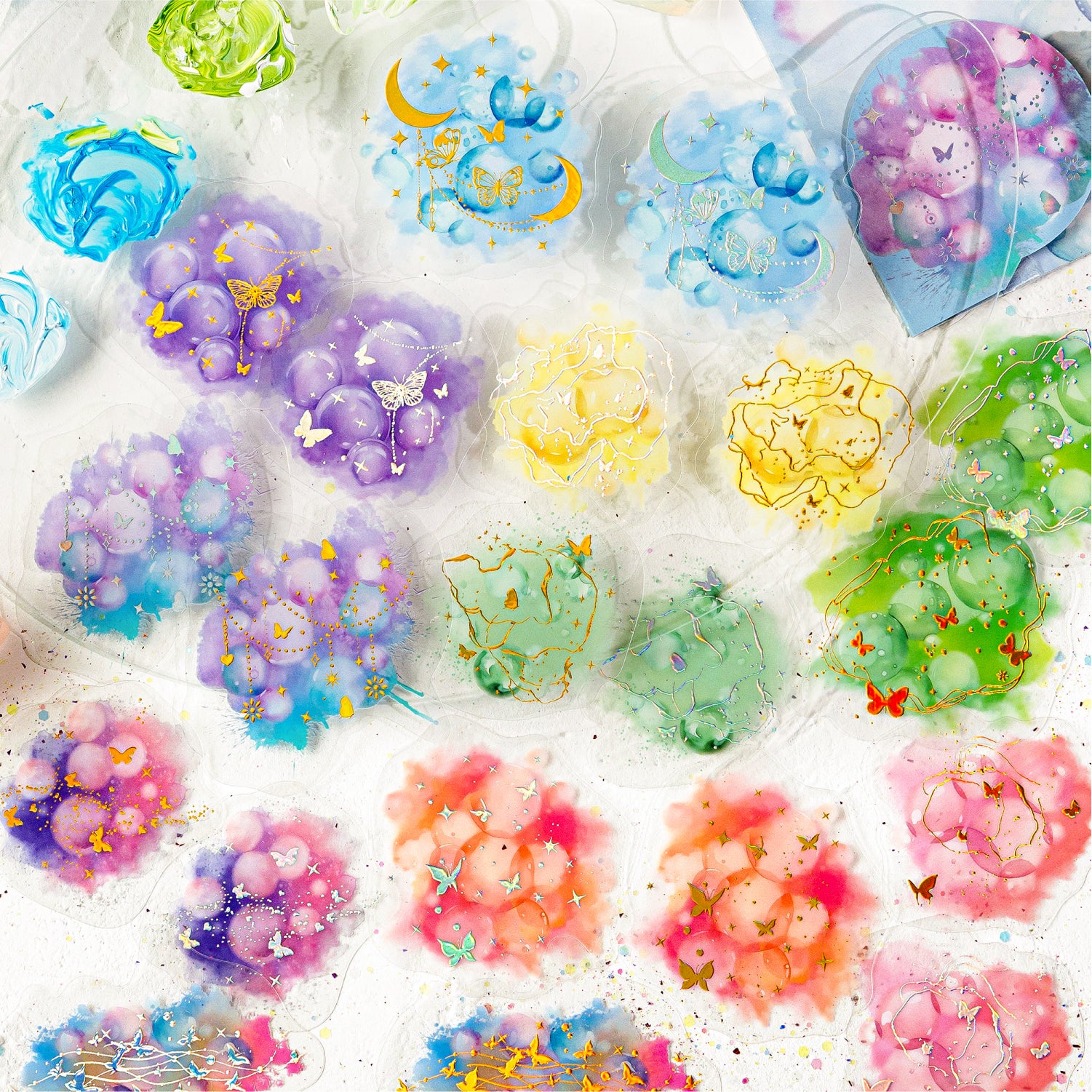 0828 Watercolor smudge PET Sticker -20Pcs each pack
