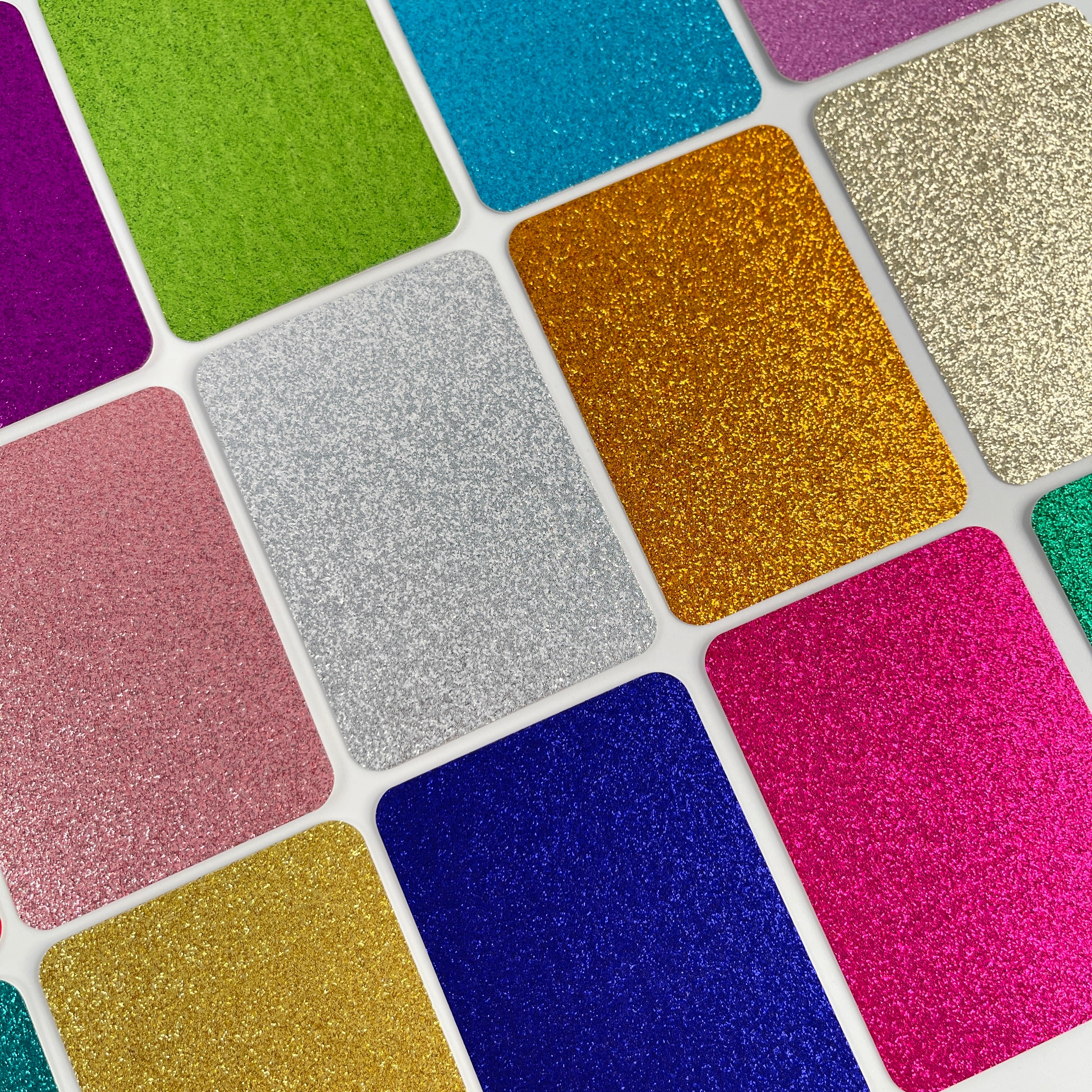 24 Colors Glitter ATC Blanks, Pre-Cut Artist Trading Cards 2.5x3.5 Inches, Rounded Corners Glitter Cardstock Base for Mixed Media, Scrapbooking, Art Swaps