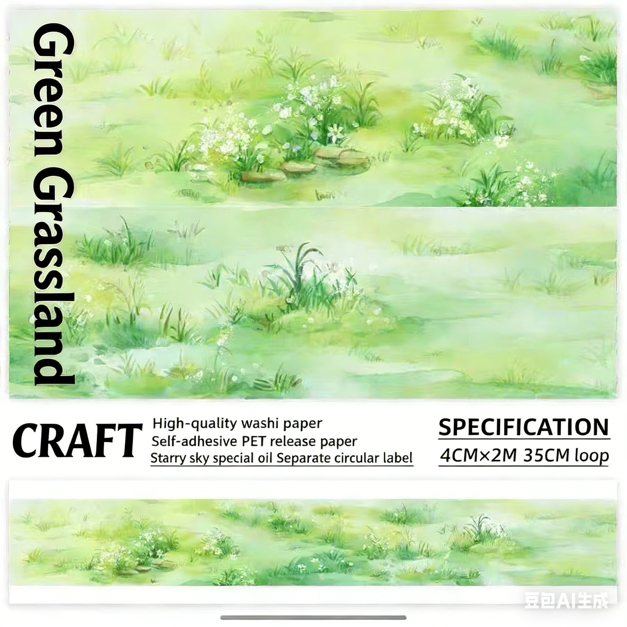 260116 Green grassland Washi Tape -4cm*2m