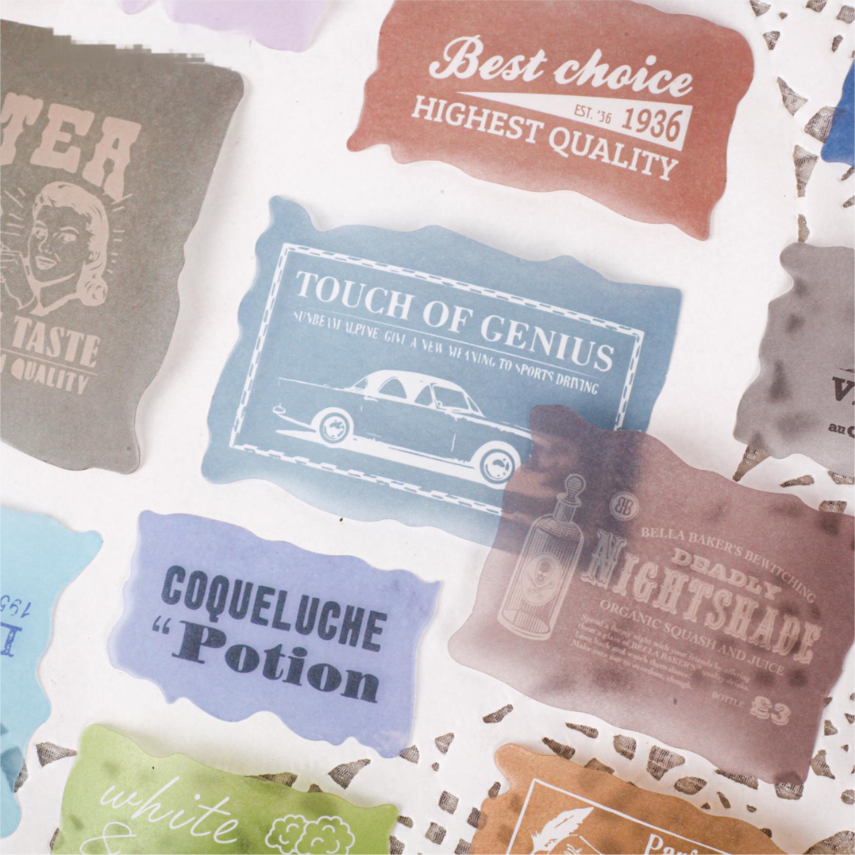 0620 Vintage label vellum paper Sticker -30Pcs each pack