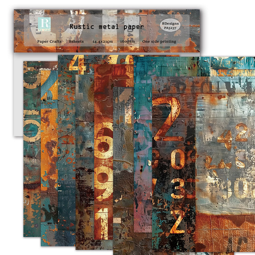 0513 A5 rusty background paper PA5237 -8Pcs each pack