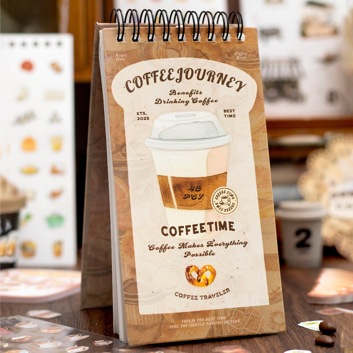 0703 Coffee afternoon tea PET & Washi Sticker Book -48Pcs each pack