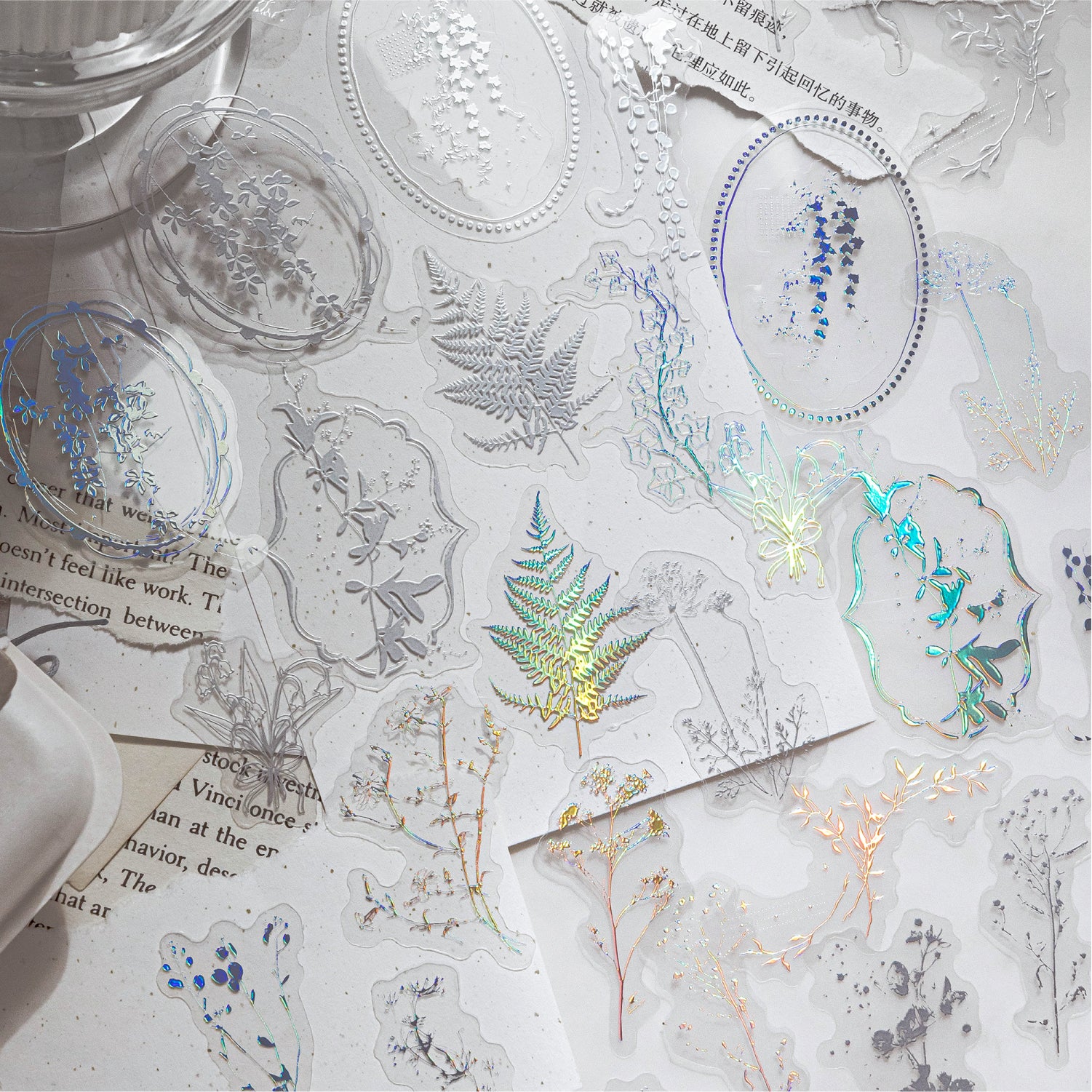 0927 Vintage Laser Silver PET Sticker -30Pcs each pack