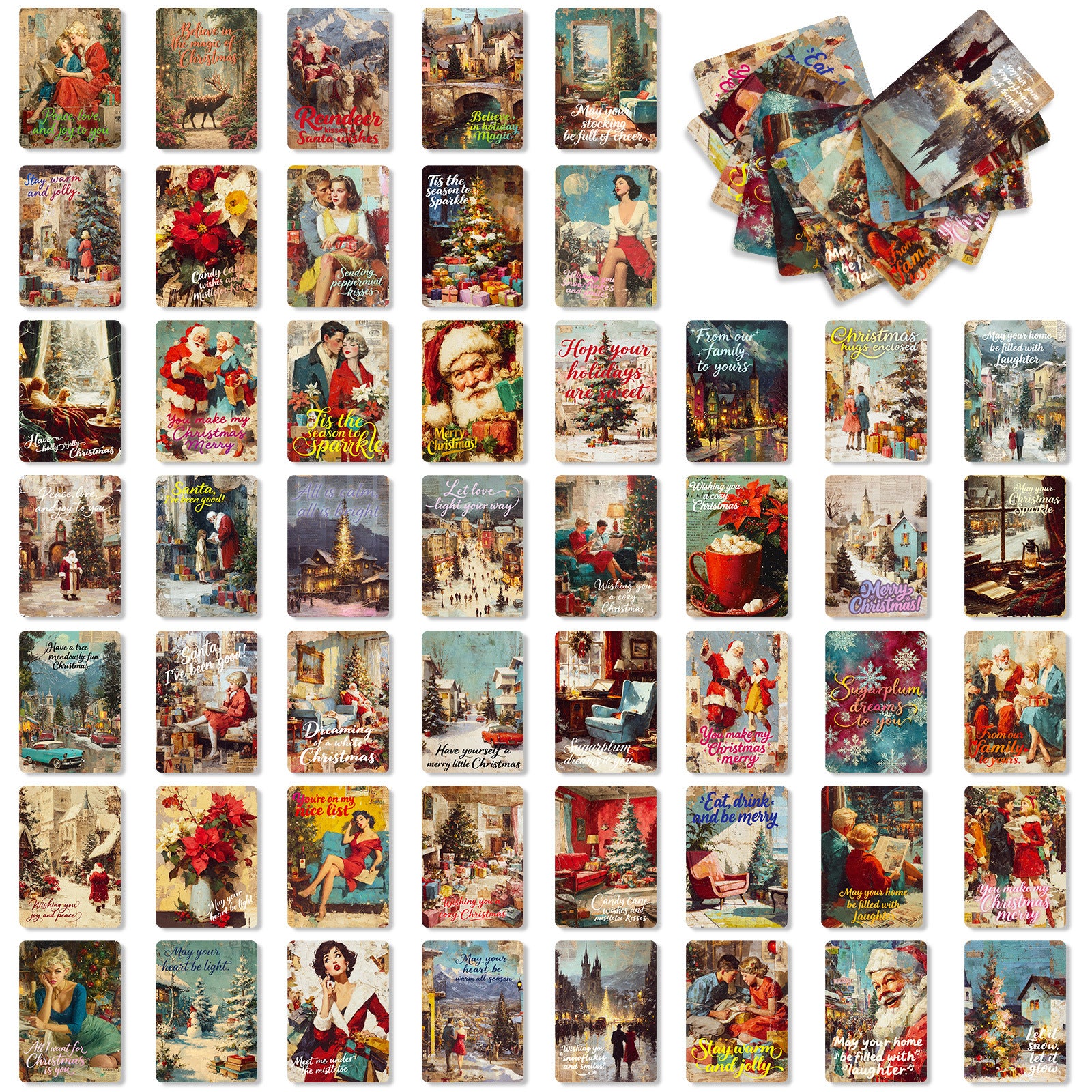0916 Vintage oil painting Christmas card Cards ATC card 50pcs 2.5*3.5 inch