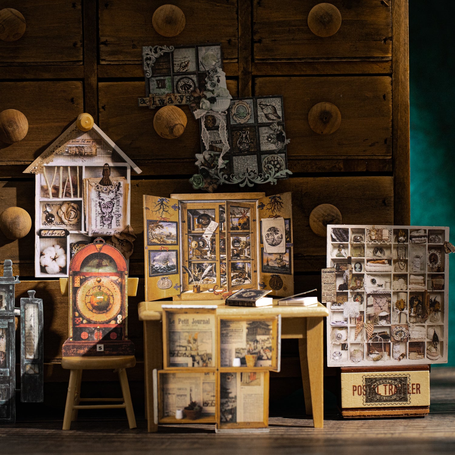 1126 Vintage cabinet cardstock sticker -10Pcs each pack