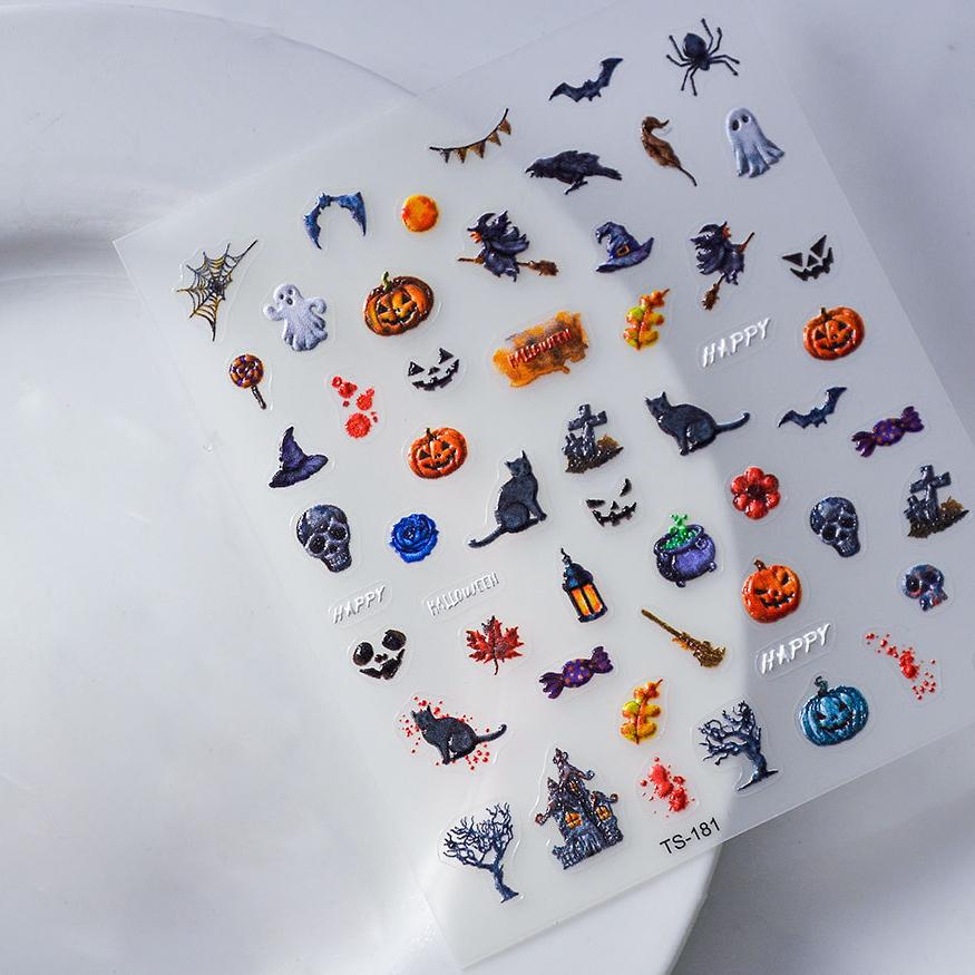 0807 M178- Halloween Embossed Mini sticker 1 Pcs