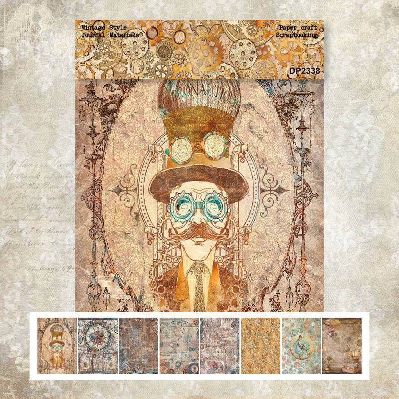 260317 A5 Steampunk background paper DP2338 -8Pcs each pack