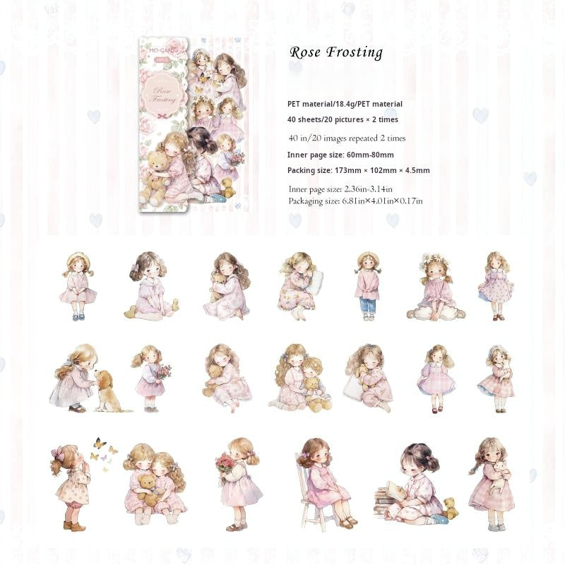 0626 Little girl PET Sticker -40Pcs each pack