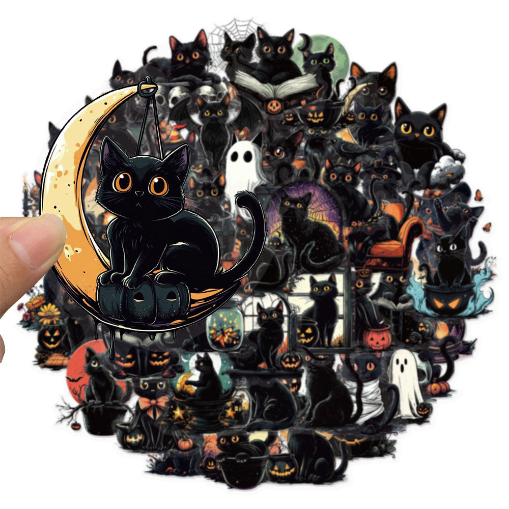 0823 50 Halloween black cat PET sticker