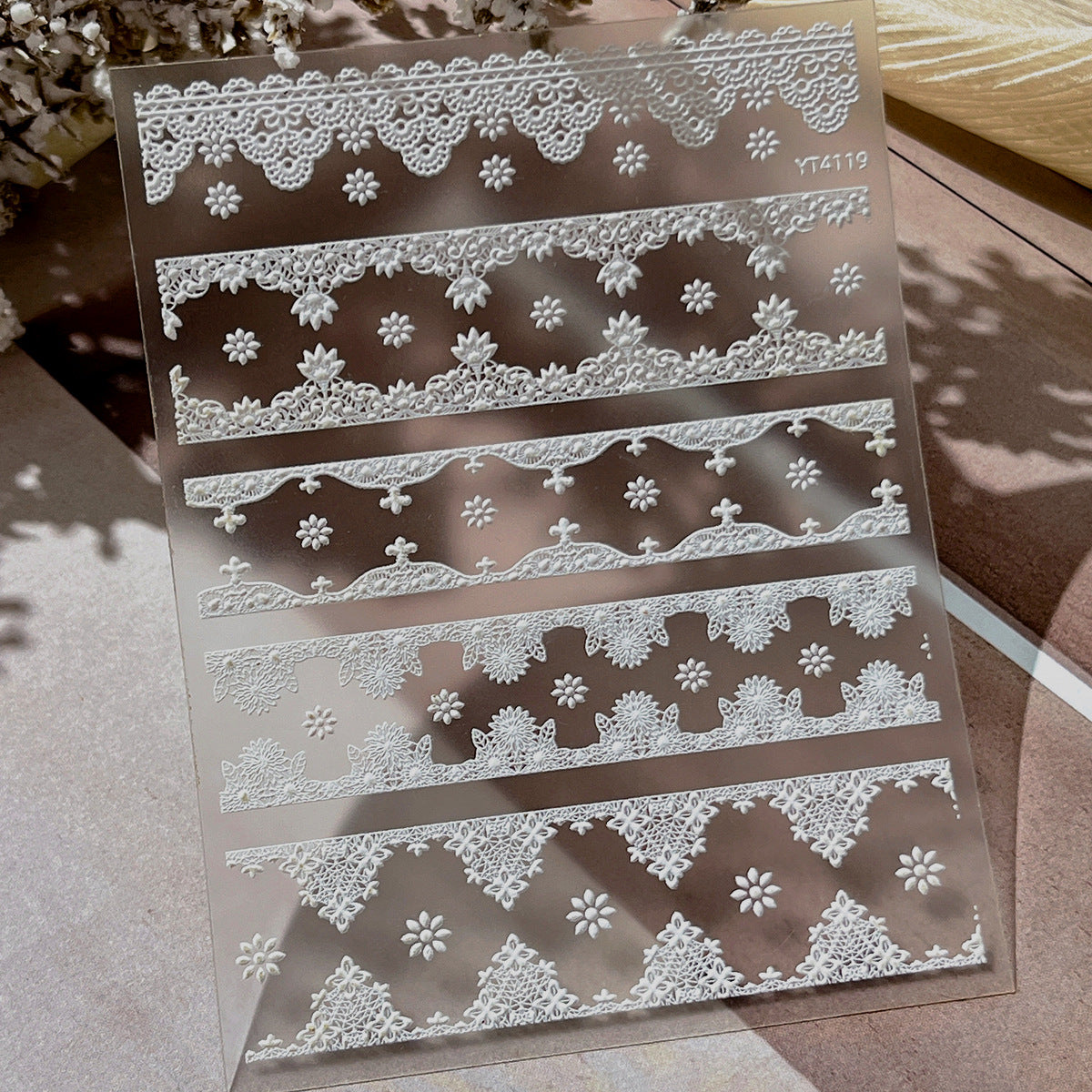 0824 M197- Lace strip Embossed Mini sticker 1 Pcs