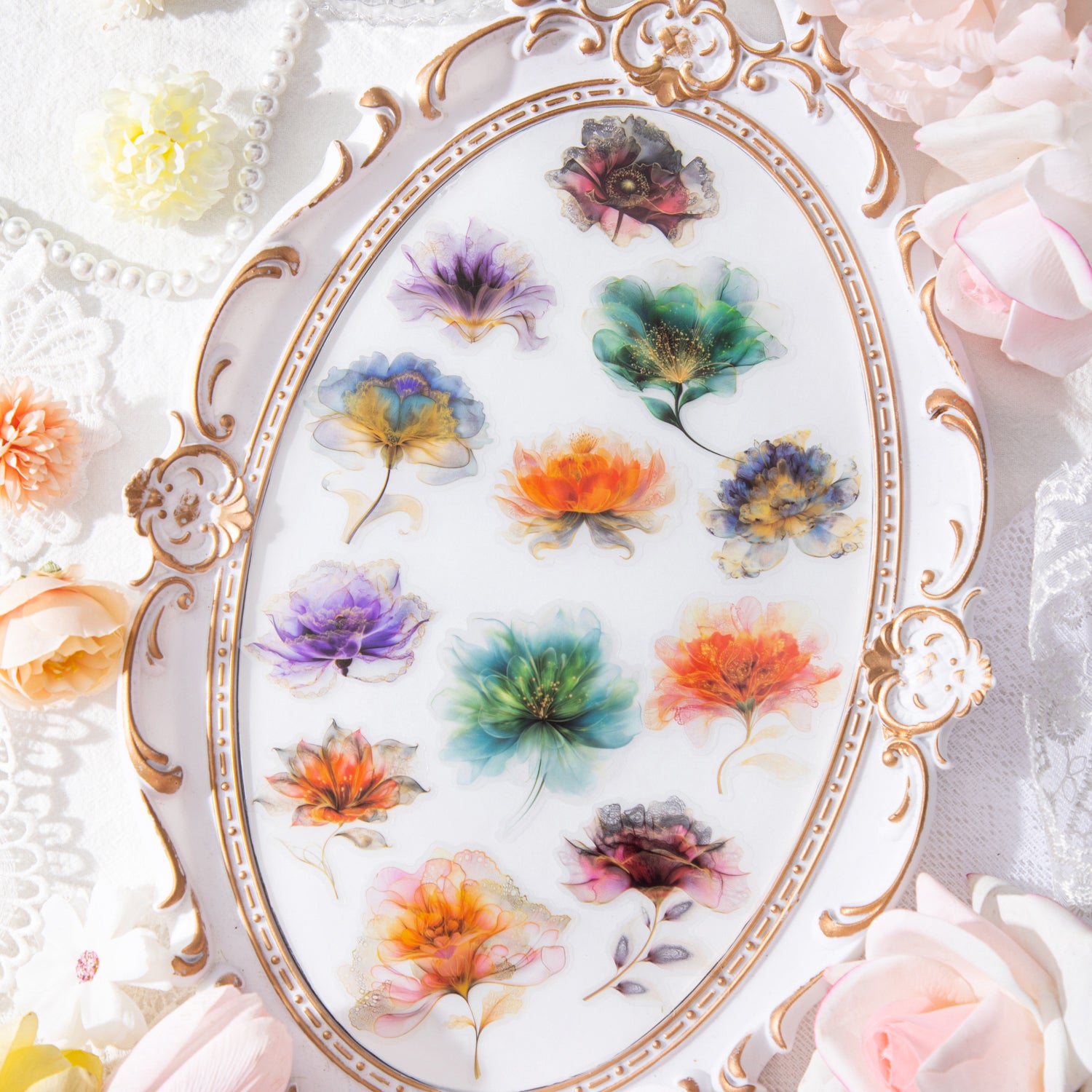0916 Flowers PET Sticker -25Pcs each pack