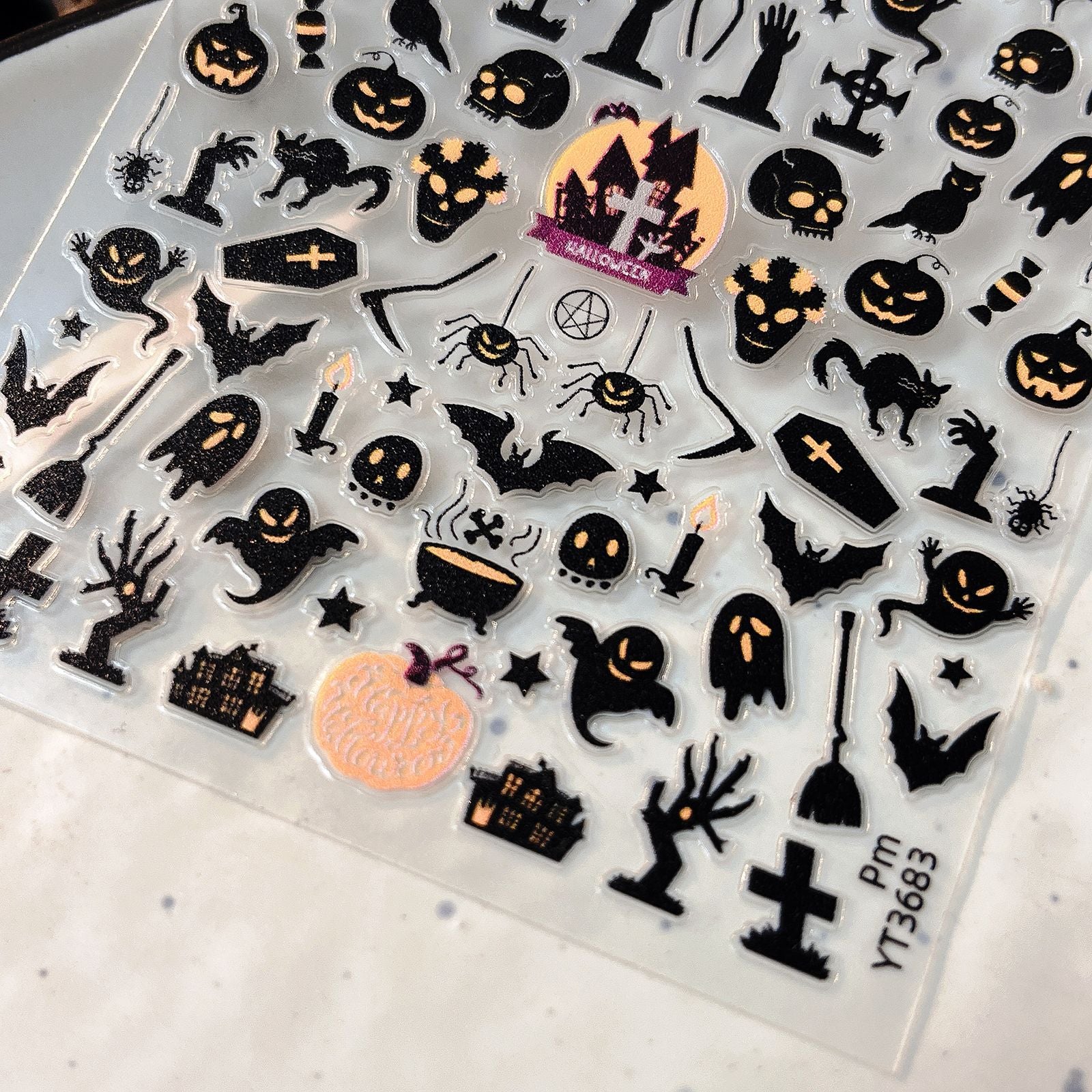 0922 M224- Black Halloween Flat Mini sticker 1 Pcs