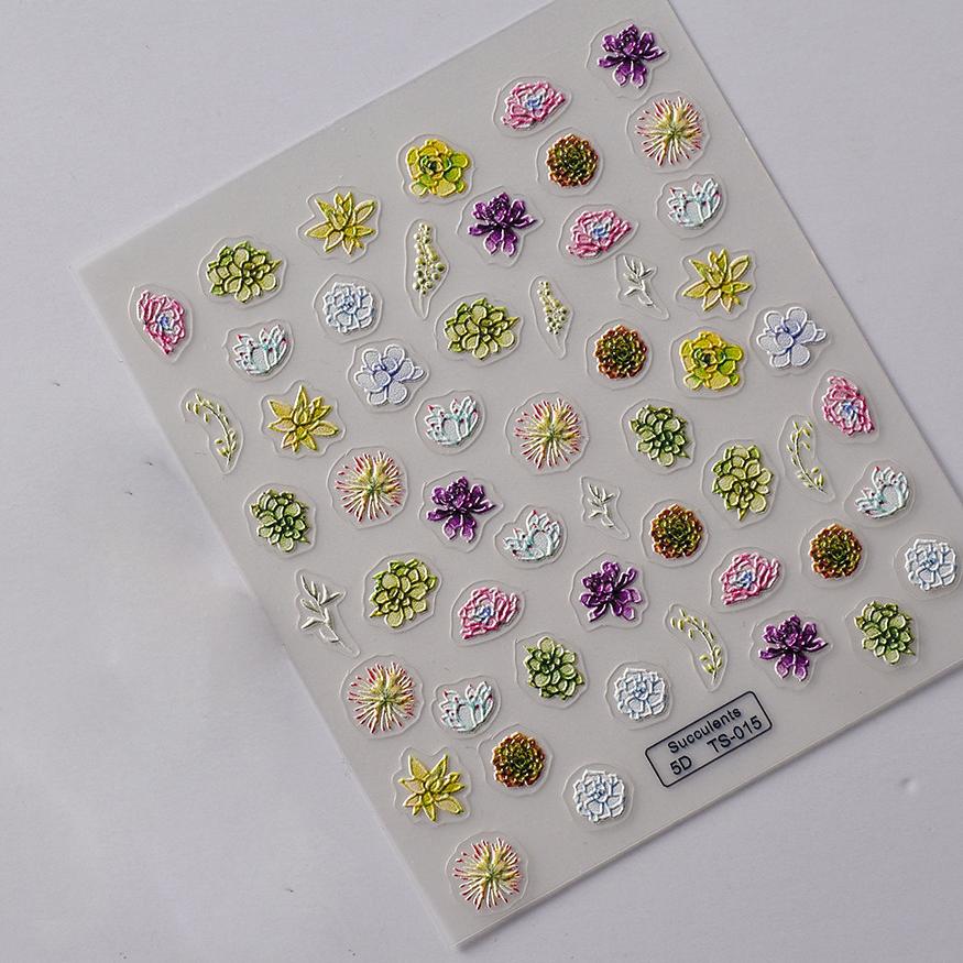 0824 M199- Succulent Embossed Mini sticker 1 Pcs